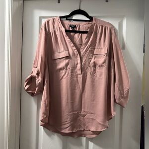Torrid Harper Blush Pink Roll Tab Sleeve Work Blouse 1X